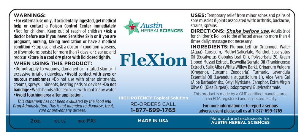 FleXion full product label